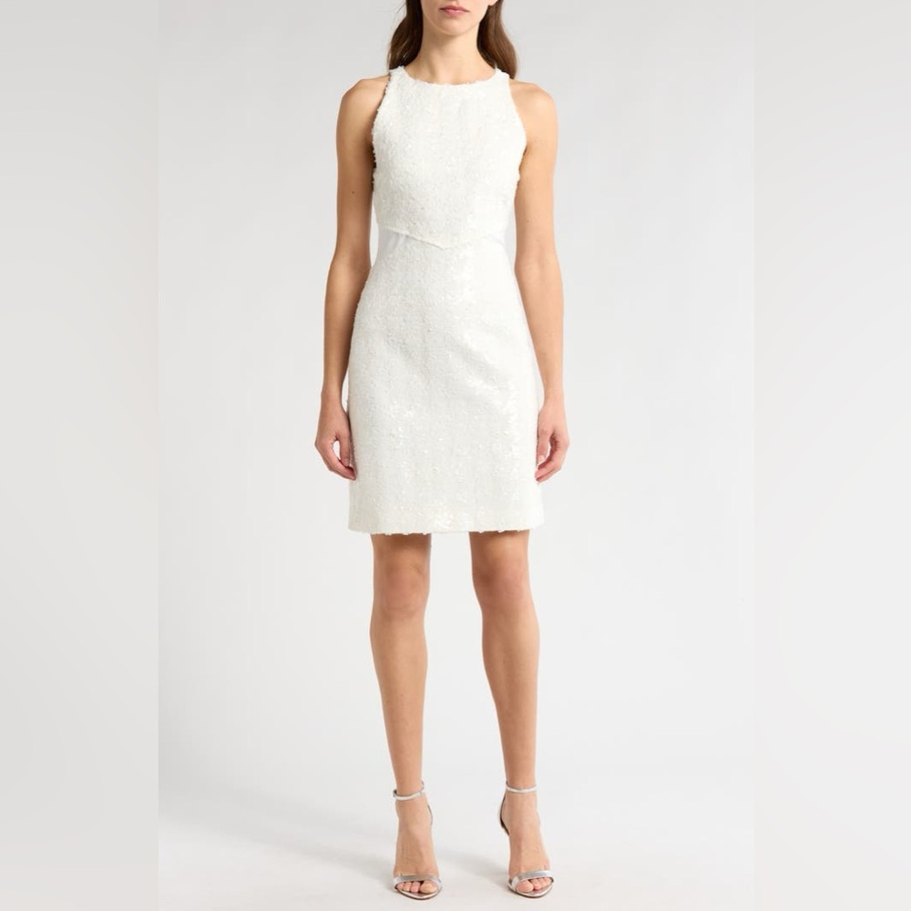 Elegant White Sequin Dress